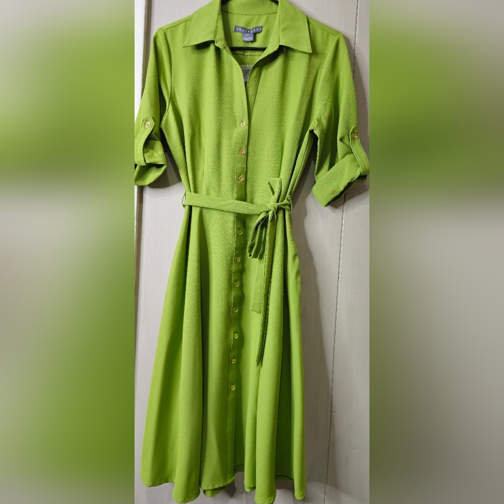 Elegant Green Button-Up Dress